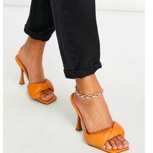 ASOS Design high heeled sandals in beige